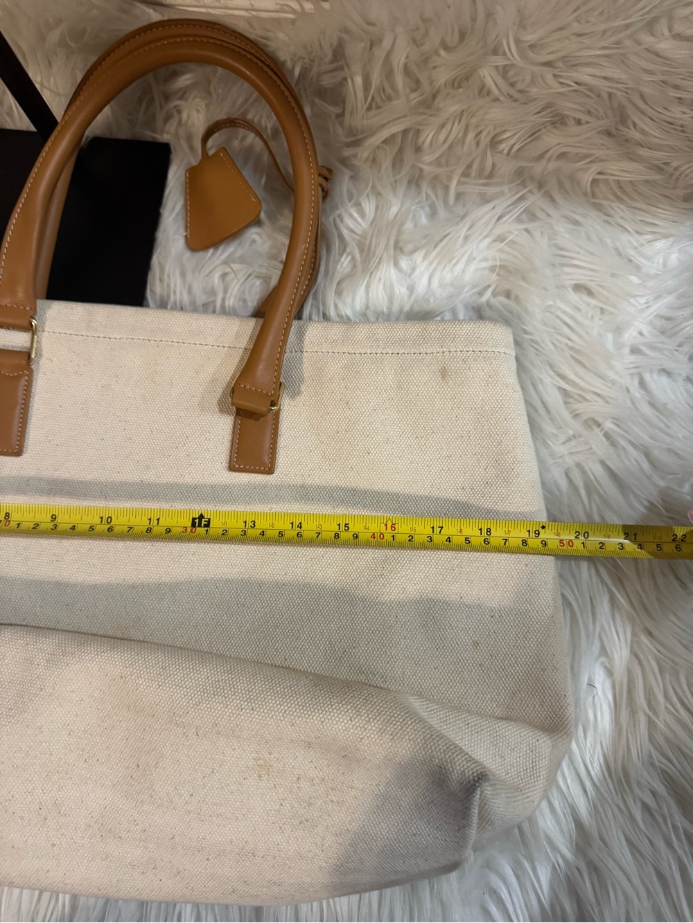 Celine Canvas Tote in Ivory with Tan Leather Handles - Picture 5 of 9